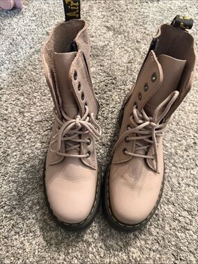 Dr. Martens Women's Lace-Up Leather Boots in Light Taupe